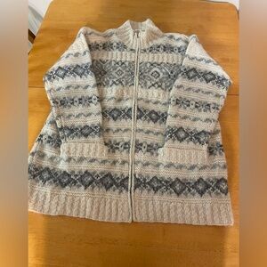 Vintage Jones New York Fairisle Knit Wool Hand Knit Sweater w/zipper Sz Medium